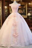 Adorable Pink Tulle Off Shoulder Pink Prom Dress , Sweetheart Prom Dresses