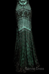 Aesthetic Mermaid Spaghetti Straps Green Prom Dresses Long Party Dresses