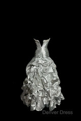 Aesthetic Mermaid Sweetheart Neckline Gray Taffeta Prom Dresses Ruffle Long Party Dresses