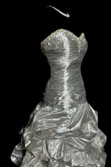 Aesthetic Mermaid Sweetheart Neckline Gray Taffeta Prom Dresses Ruffle Long Party Dresses