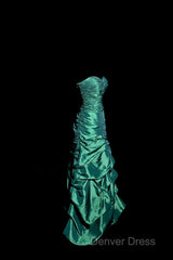 Aesthetic Mermaid Sweetheart Neckline Green Taffeta Prom Dresses Ruffle Long Party Dresses