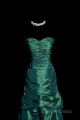 Aesthetic Mermaid Sweetheart Neckline Green Taffeta Prom Dresses Ruffle Long Party Dresses