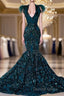 African Black Girls Court Train Feather V Neck Sexy Prom Gown Prom Dresses