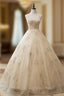 Always Remember Wearing Champagen Ball Gown Tulle Spaghetti Straps Embroidery Quinceanera Dresses