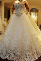 Amazing Bridal Dresses Sweetheart Appliques Crystal Beading Classic A Line Bridal Gowns