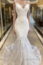 Amazing Long Mermaid Appliques Tulle Backless Wedding Dresses
