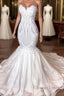 Amazing Long Mermaid Strapless Appliques Lace Wedding Dresses