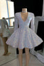 Amazing V Neck A Line Mini Prom Dresses With Beading