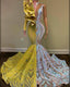 Amazing V Neck One Shoulder Long Sleeve Long Mermaid Prom Dresses
