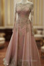 Applique Crystal Jewel Side slit Longsleeves Chic Prom Dresses with Charming Beads