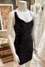 Asymmetrical Black Sequin Lace Up Short Homecoming Dress,Cocktail Dresses Short Prom