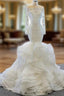 At Incredible Price White Mermaid Tulle Off the Shoulder Long Sleeve Wedding Dresses