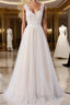 Awesome Long A-line Appliques Lace Tulle Open Back Wedding Dresses