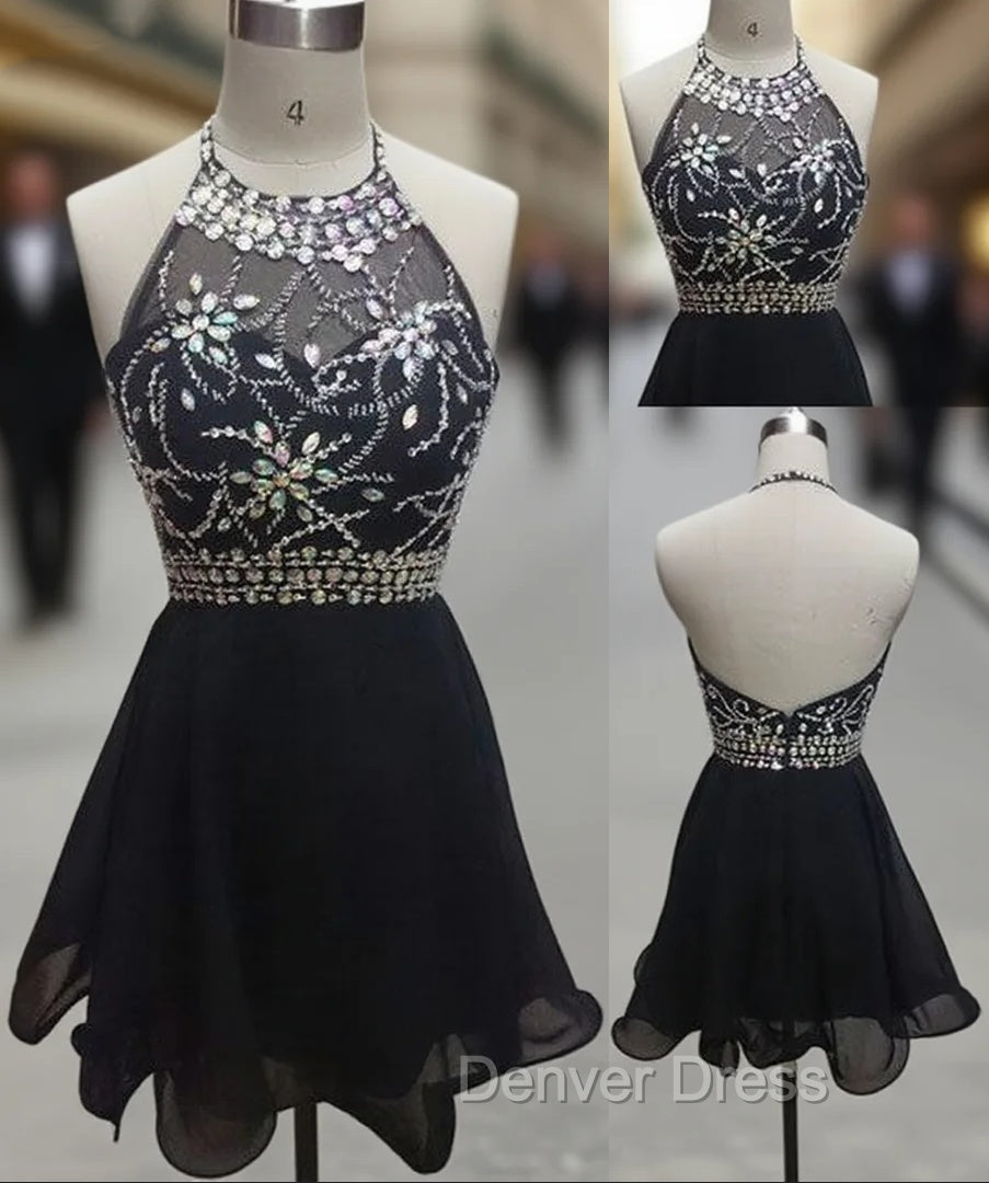 Backless Black Short Prom Dresses, Cute Homecoming Dresses – Denver Dress