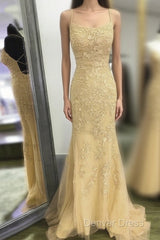 Backless Orange Lace Long Prom Dresses, Mermaid Orange Lace Formal Dresses