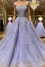 Backless Purple Lace Prom Dress, Open Back Purple Lace Prom Dresses