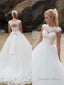 Ball Gowns Bateau Court Train Tulle Wedding Dresses With Belt Sash