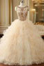 Ball Gown Beaded Long Sweet Years Party Gowns Ruffles Tulle Prom Dresses