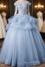 Ball Gowns Prom Gowns Minimalist Dresses Prom Wedding Guest Floor Length Sleeveless Off Shoulder Tulle Backless With Pleats Appliques