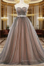 Ball Gowns Gray Tulle Sweetheart With Beading Wedding Dresses