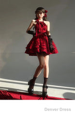 Ball Gown Halter Dark Red Christmas Dress Birthday Dresses Birthday Outfits