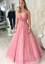 Ball Gowns Long Floor Length Sparkling Tulle Prom Dresses With Pleated