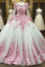 Ball Gowns Long Sleeve Tulle Prom Flowers Wedding Dresses