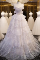 Ball Gown Off Shoulder Tulle Sequin Light Pink Long Prom Dresses