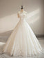 Ball Gowns Off The Shoulder 1 2 Sleeves Appliques Lace Floor Length Tulle Wedding Dresses