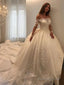 Ball Gowns Off The Shoulder Cathedral Train Tulle Wedding Dresses With Appliques Lace
