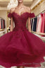 Ball Gowns Off The Shoulder Short Mini Organza Homecoming Dresses With Appliques Lace