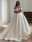 Ball Gowns Off The Shoulder Sweep Train Satin Wedding Dresses