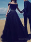 Ball Gowns Off The Shoulder Sweep Train Tulle Prom Dresses With Beading
