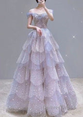 Ball Gown Off The Shoulder Tulle Prom Dresses Evening Dresses