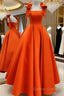 Ball Gowns Orange Satin Dresses With Straps