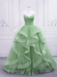 Green/Blue Long Shiny Elegant Spaghetti Straps Long Ruffled Organza Ball Gowns Prom Dress Quinceanera Dresses