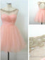 Ball Gowns Round Neckline Pink Mini Homecoming Dress, Short Pink Prom Dress, Short Pink Prom Dress, Graduation Dresses