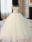 Ball-Gowns Scoop Beading Floor-Length Tulle Wedding Dresses