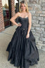 Ball Gowns Scoop Neck Satin Long Prom Dresses with Beading