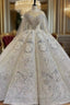 Ball Gowns Sequins Long Sleeve Beading Crystal Wedding Dresses