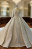 Ball Gowns Sequins Long Sleeve Beading Luxury Wedding Dresses