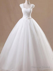 Ball Gown Sleeveless Square Floor-Length Ruffles Tulle Wedding Dresses