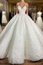 Ball Gowns Spaghetti Strap Floor Length Organza Applique Wedding Dresses