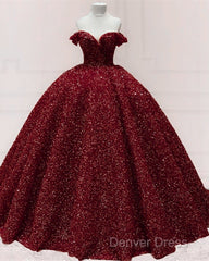 Ball Gown Sparkly Dresses Off The Shoulder