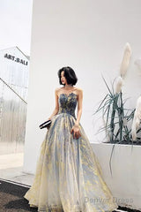 Ball Gown Strapless Sequin Prom Dresses Long Evening Dress