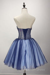 Ball Gown Strapless Short Tulle Homecoming Dresses With Beading