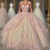 Ball Gown Sweet 16 Dresses Princess Quinceanera Dresses Lace Appliques Sweet 15 Party Prom Ball Gowns