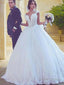 Ball Gowns Sweetheart Sweep Train Tulle Wedding Dresses With Appliques Lace