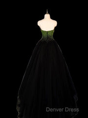 Ball Gown Sweetheart Tulle Black Prom Dresses Evening Dresses