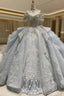 Ball Gowns Tulle Off the Shoulder Beading Wedding Dresses